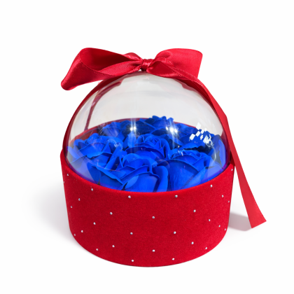 Μπλε Soap Roses σε Κόκκινο Κουτί