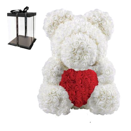 Rose Bear 25cm – Άσπρο με Κόκκινη Καρδιά