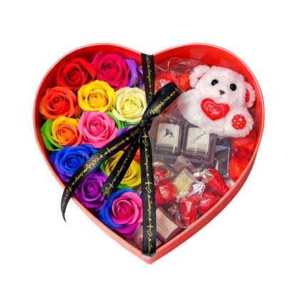 Valentine's Gift Box (πολύχρωμα τριαντάφυλλα)