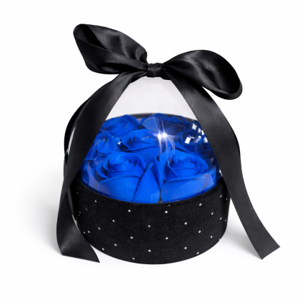 Μπλε Soap Roses σε Μαύρο Κουτί
