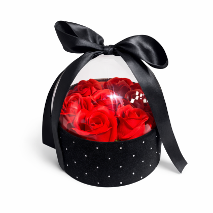 Κόκκινα Soap Roses σε Μαύρο Κουτί
