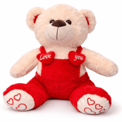 Λούτρινο αρκουδάκι εκρού με φορμάκι 40cm