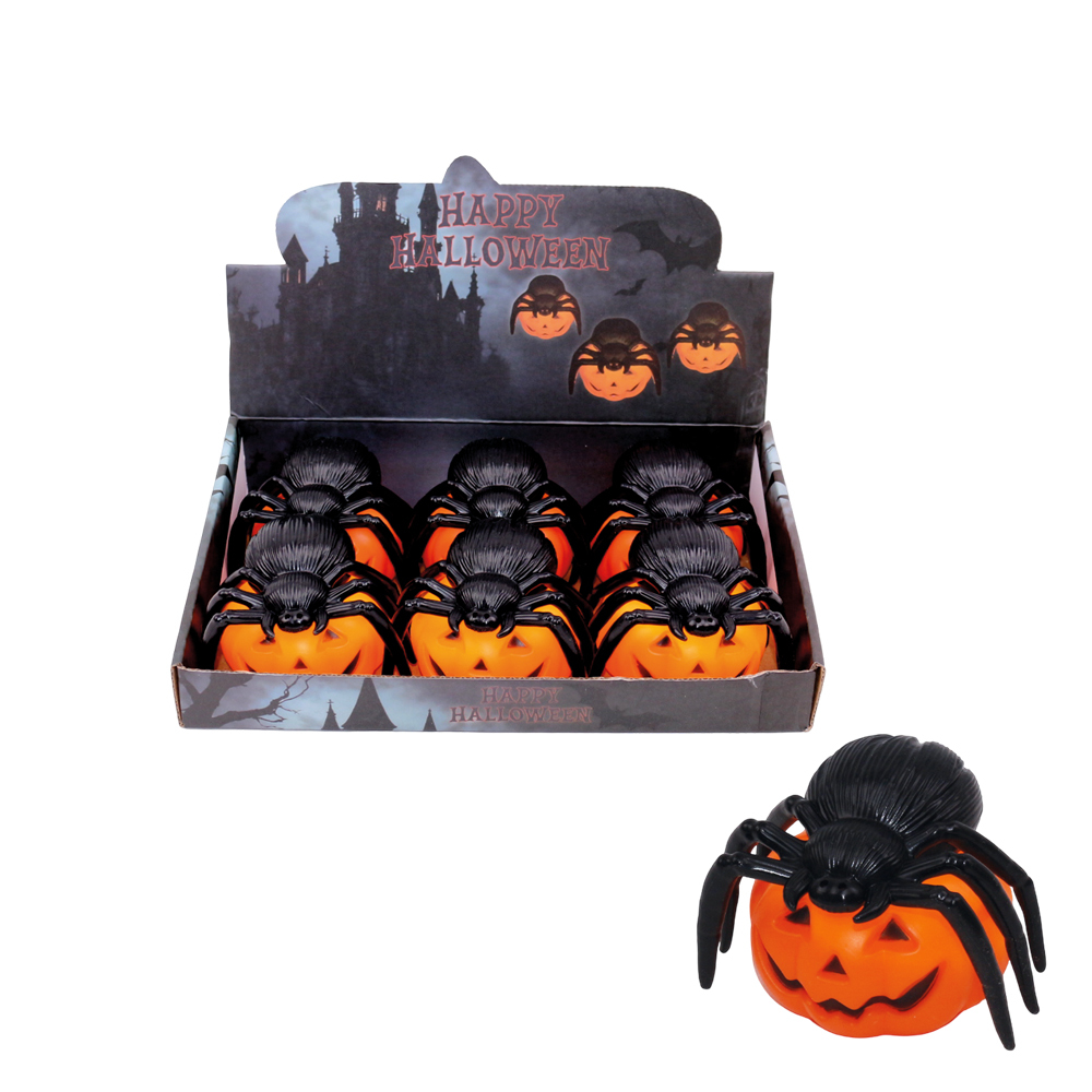 Φωτιζόμενη Αράχνη με Κολοκύθα Halloween 10.5×8cm